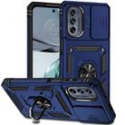 For Motorola Moto G62 5G Sliding Camshield Holder Phone Case(Blue) - 1