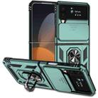 For Samsung Galaxy Z Flip4 Sliding Camshield Holder Phone Case(Dark Green) - 1