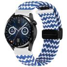 For Garmin VivoMove Trend / Luxe / Style 20mm Magnetic Fold Clasp Woven Watch Band(Blue White) - 1