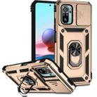 For Xiaomi Redmi Note 10 Sliding Camshield Holder Phone Case(Gold) - 1