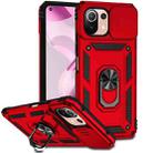 For Xiaomi 11 Lite Sliding Camshield Holder Phone Case(Red) - 1