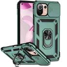 For Xiaomi 11 Lite Sliding Camshield Holder Phone Case(Dark Green) - 1