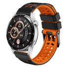 For Huawei Watch4 / 4 Pro / Watch3 / 3 Pro 22mm Double-row Hole Two-color Silicone Watch Band(Black Orange) - 1