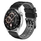 For Huawei Watch4 / 4 Pro / Watch3 / 3 Pro 22mm Double-row Hole Two-color Silicone Watch Band(Black Grey) - 1