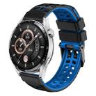 For Huawei Watch4 / 4 Pro / Watch3 / 3 Pro 22mm Double-row Hole Two-color Silicone Watch Band(Black Blue) - 1