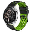 For Huawei Watch4 / 4 Pro / Watch3 / 3 Pro 22mm Double-row Hole Two-color Silicone Watch Band(Black Green) - 1