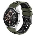 For Huawei Watch4 / 4 Pro / Watch3 / 3 Pro 22mm Double-row Hole Two-color Silicone Watch Band(Army Green Black) - 1