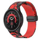 For Samsung Galaxy Watch5 / 5 Pro / Watch 4 / 4 Classic Magnetic Clasp Camouflage Silicone Watch Band(Camouflage Red) - 1