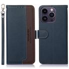 For iPhone 16 Pro Max KHAZNEH Litchi Texture Leather RFID Phone Case(Blue) - 1