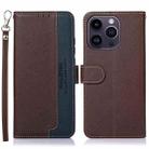 For iPhone 16 Pro KHAZNEH Litchi Texture Leather RFID Phone Case(Brown) - 1