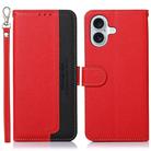 For iPhone 16 Plus KHAZNEH Litchi Texture Leather RFID Phone Case(Red) - 1