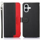 For iPhone 16 KHAZNEH Litchi Texture Leather RFID Phone Case(Black) - 1