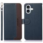 For iPhone 16 KHAZNEH Litchi Texture Leather RFID Phone Case(Blue) - 1