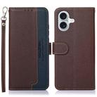 For iPhone 17 KHAZNEH Litchi Texture Leather RFID Phone Case(Brown) - 1