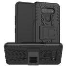For LG K51 Tire Texture Shockproof TPU+PC Protective Case with Holder(Black) - 1