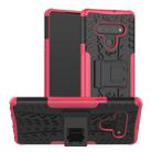 For LG Stylo 6 Tire Texture Shockproof TPU+PC Protective Case with Holder(Pink) - 1