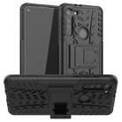 For Motorola Moto G8 Tire Texture Shockproof TPU+PC Protective Case with Holder(Black) - 1