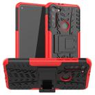 For Motorola Moto G8 Tire Texture Shockproof TPU+PC Protective Case with Holder(Red) - 1