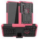 For Motorola Moto G8 Tire Texture Shockproof TPU+PC Protective Case with Holder(Pink) - 1