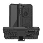 For Motorola Moto G8 Power Tire Texture Shockproof TPU+PC Protective Case with Holder(Black) - 1