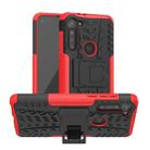 For Motorola Moto G8 Power Tire Texture Shockproof TPU+PC Protective Case with Holder(Red) - 1