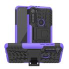 For Motorola Moto G8 Power Tire Texture Shockproof TPU+PC Protective Case with Holder(Purple) - 1