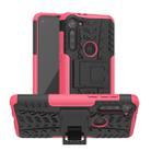 For Motorola Moto G8 Power Tire Texture Shockproof TPU+PC Protective Case with Holder(Pink) - 1