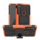 For Motorola Moto G8 Power Tire Texture Shockproof TPU+PC Protective Case with Holder(Orange) - 1