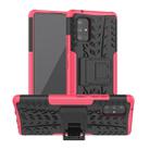For Samsung Galaxy A71 5G Tire Texture Shockproof TPU+PC Protective Case with Holder(Pink) - 1