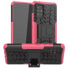 For Samsung Galaxy A51 5G Tire Texture Shockproof TPU+PC Protective Case with Holder(Pink) - 1