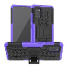 For Samsung Galaxy A31 Tire Texture Shockproof TPU+PC Protective Case with Holder(Purple) - 1