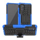 For Samsung Galaxy A31 Tire Texture Shockproof TPU+PC Protective Case with Holder(Blue) - 1