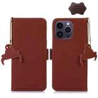 For iPhone 15 Pro Max Genuine Leather Magnetic RFID Leather Phone Case(Coffee) - 1