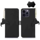 For iPhone 15 Pro Genuine Leather Magnetic RFID Leather Phone Case(Black) - 1