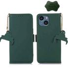 For iPhone 15 Genuine Leather Magnetic RFID Leather Phone Case(Green) - 1