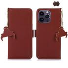 For iPhone 16 Pro Max Genuine Leather Magnetic RFID Leather Phone Case(Coffee) - 1