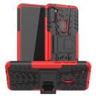 For Samsung Galaxy M11 Tire Texture Shockproof TPU+PC Protective Case，with Holder(Red) - 1