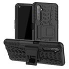 For OPPO Realme 6 Tire Texture Shockproof TPU+PC Protective Case，with Holder(Black) - 1