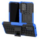 For Xiaomi Mi 10 Lite 5G Tire Texture Shockproof TPU+PC Protective Case，with Holder(Blue) - 1