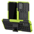 For Xiaomi Mi 10 Lite 5G Tire Texture Shockproof TPU+PC Protective Case，with Holder(Green) - 1