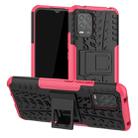 For Xiaomi Mi 10 Lite 5G Tire Texture Shockproof TPU+PC Protective Case，with Holder(Pink) - 1