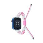 Silicone Bean Braided Cord Nylon Watch Band For Apple Watch 8 41mm(White Pink) - 2