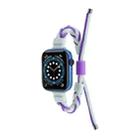 Silicone Bean Braided Cord Nylon Watch Band For Apple Watch 8 45mm(White Purple) - 1