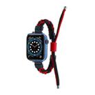 Silicone Bean Braided Cord Nylon Watch Band For Apple Watch 8 45mm(Black Red) - 1
