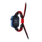 Silicone Bean Braided Cord Nylon Watch Band For Apple Watch 8 45mm(Black Red) - 2