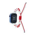 Silicone Bean Braided Cord Nylon Watch Band For Apple Watch 7 45mm(White Red) - 2