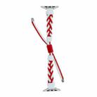 Silicone Bean Braided Cord Nylon Watch Band For Apple Watch 7 45mm(White Red) - 3