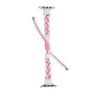 Silicone Bean Braided Cord Nylon Watch Band For Apple Watch SE 2022 40mm(White Pink) - 3