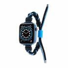 Silicone Bean Braided Cord Nylon Watch Band For Apple Watch SE 40mm(Black Blue) - 1