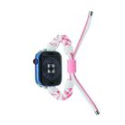 Silicone Bean Braided Cord Nylon Watch Band For Apple Watch SE 44mm(White Pink) - 2